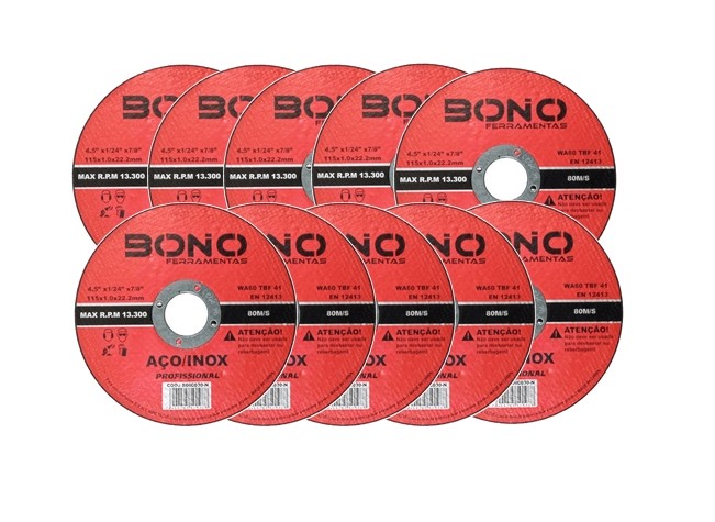 Disco de Corte Aço/Inox 4,5" (115mm) 10 Unidades Bono